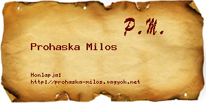 Prohaska Milos névjegykártya